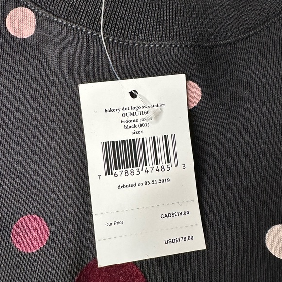 KATE SPADE NEW YORK BROOME STREET BAKERY BLACK & PINK DOT LOGO SWEATSHIRT - Picture 7 of 8